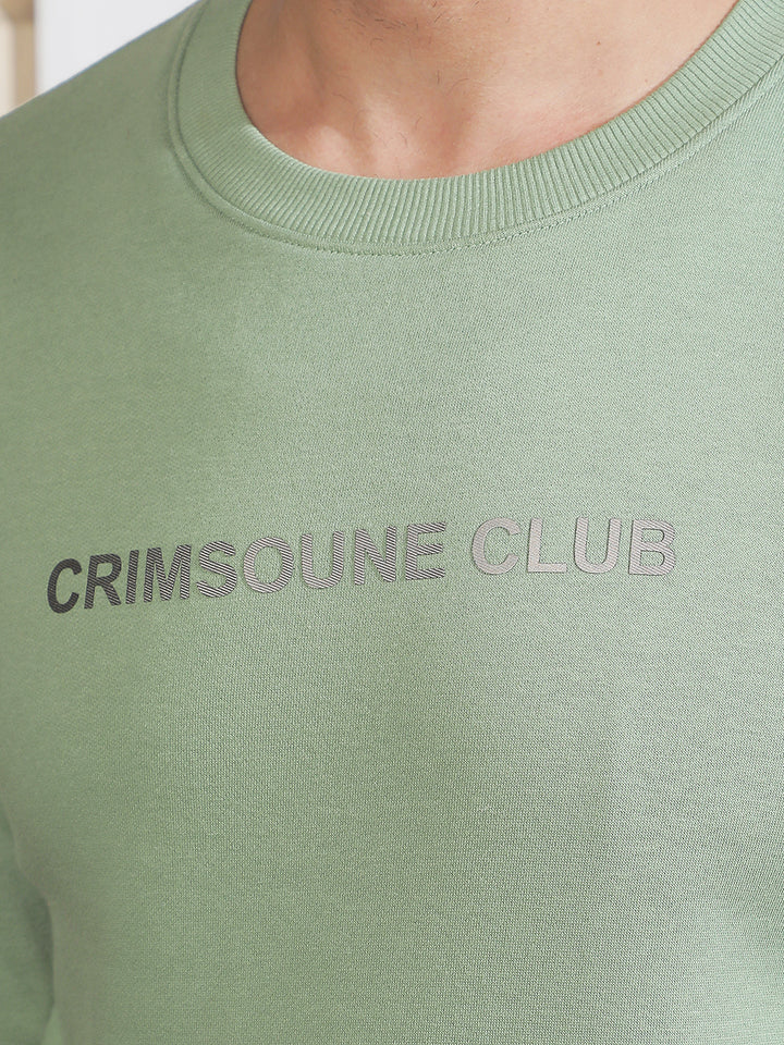 Green Typographic Print Round Neck Sweatshirt
