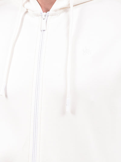 Off White Hooded Neck Sweatshirt