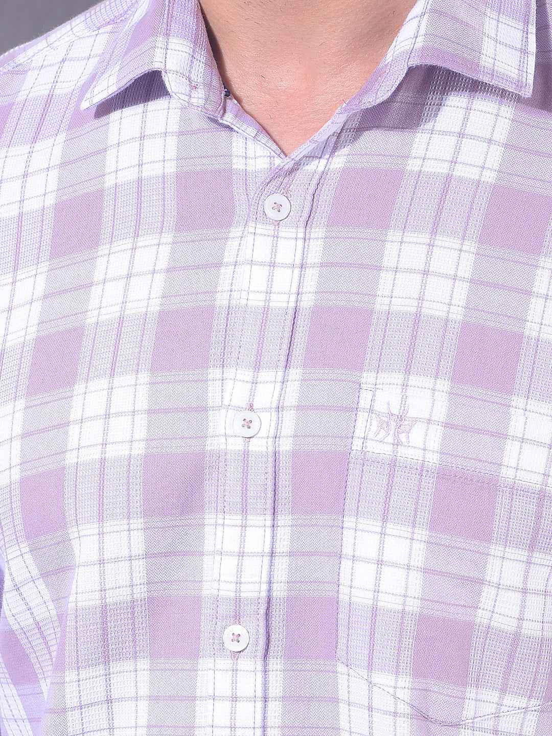 Purple Checked 100% Cotton Shirt