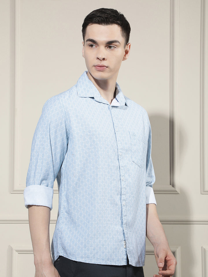 Tailored Coastal Blue Printed Shirt