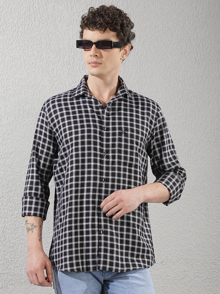 Black Checked 100% Cotton Shirt