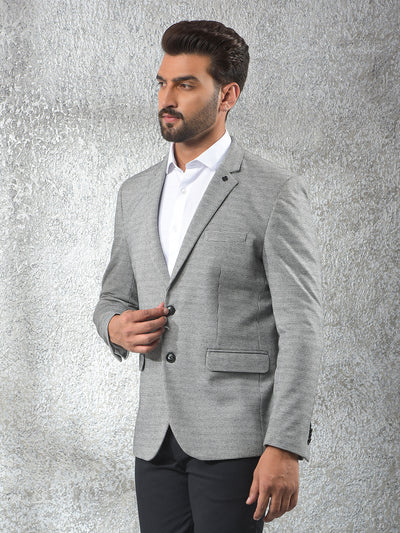 Grey Notched Lapel Modal Single-Breasted Blazer