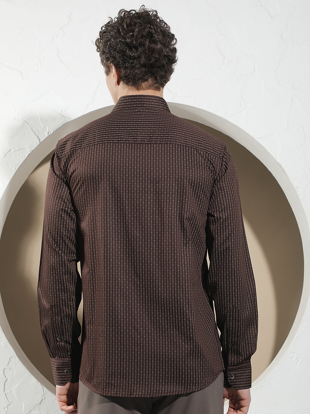Brown Vertical Stripes Shirt