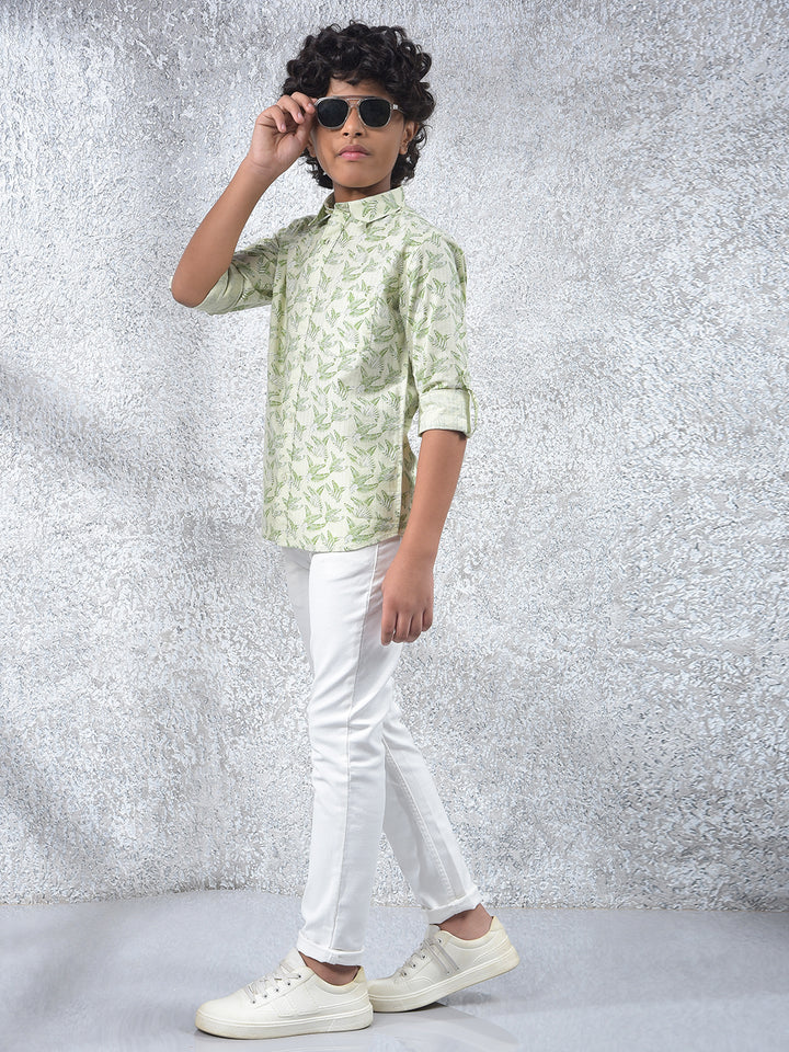 All-Day Comfort Green Floral Print Shirt