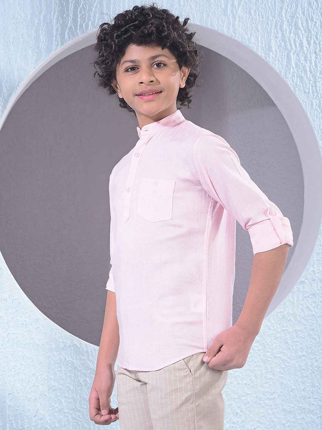 Pink Linen Kurta