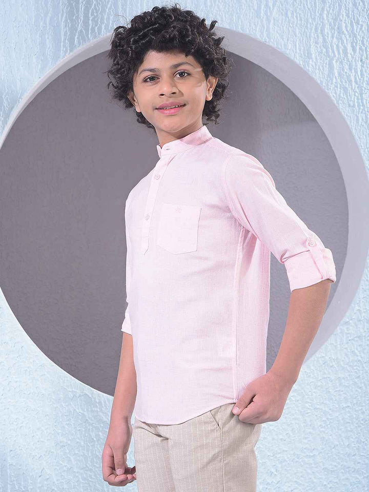 Pink Linen Kurta