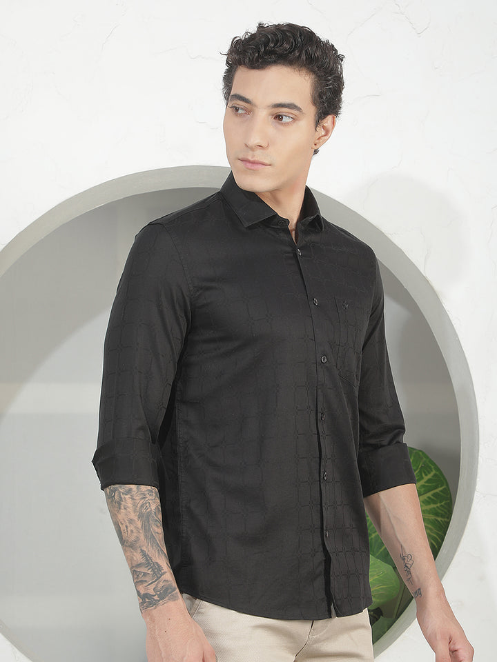 Minimalist Raven Black Jacquard Shirt