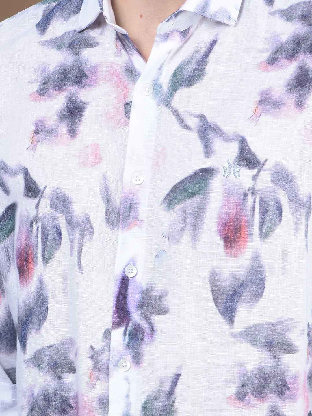 Multi-Color Floral Print Linen Shirt