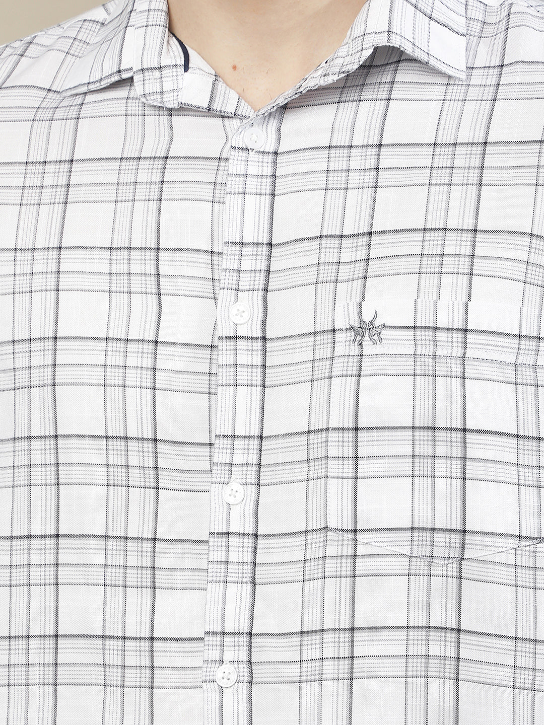 Refined Clean White Checked Shirt
