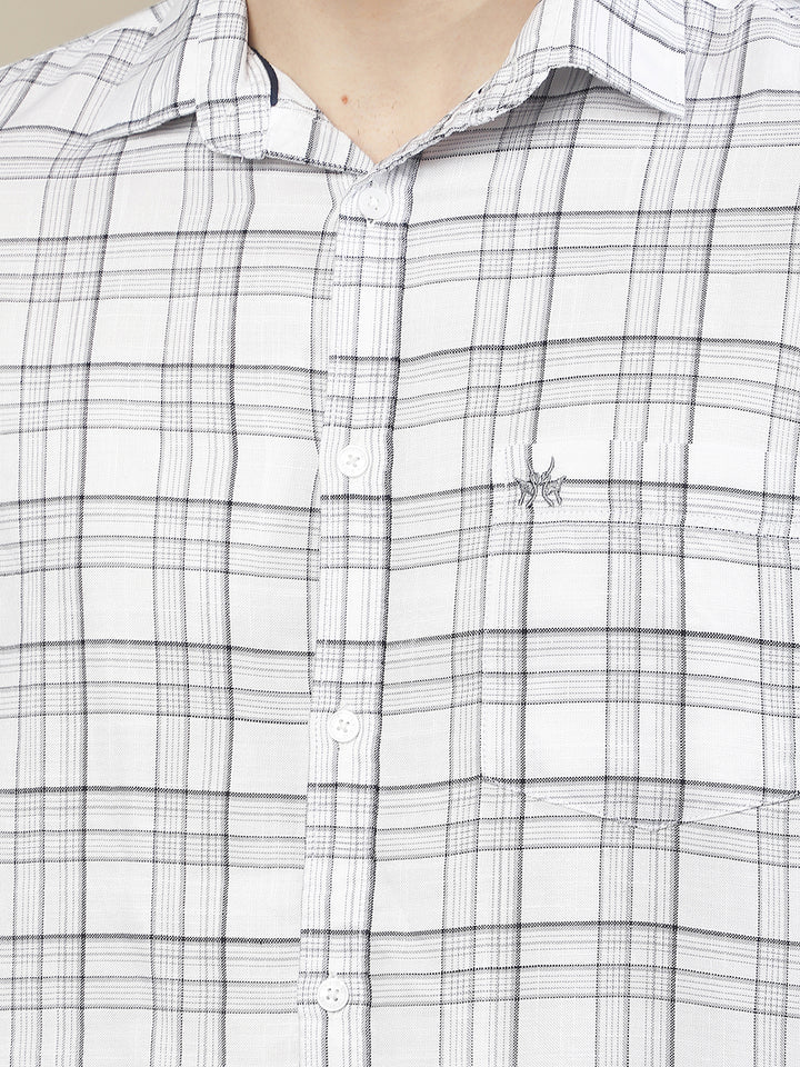 Refined Clean White Checked Shirt