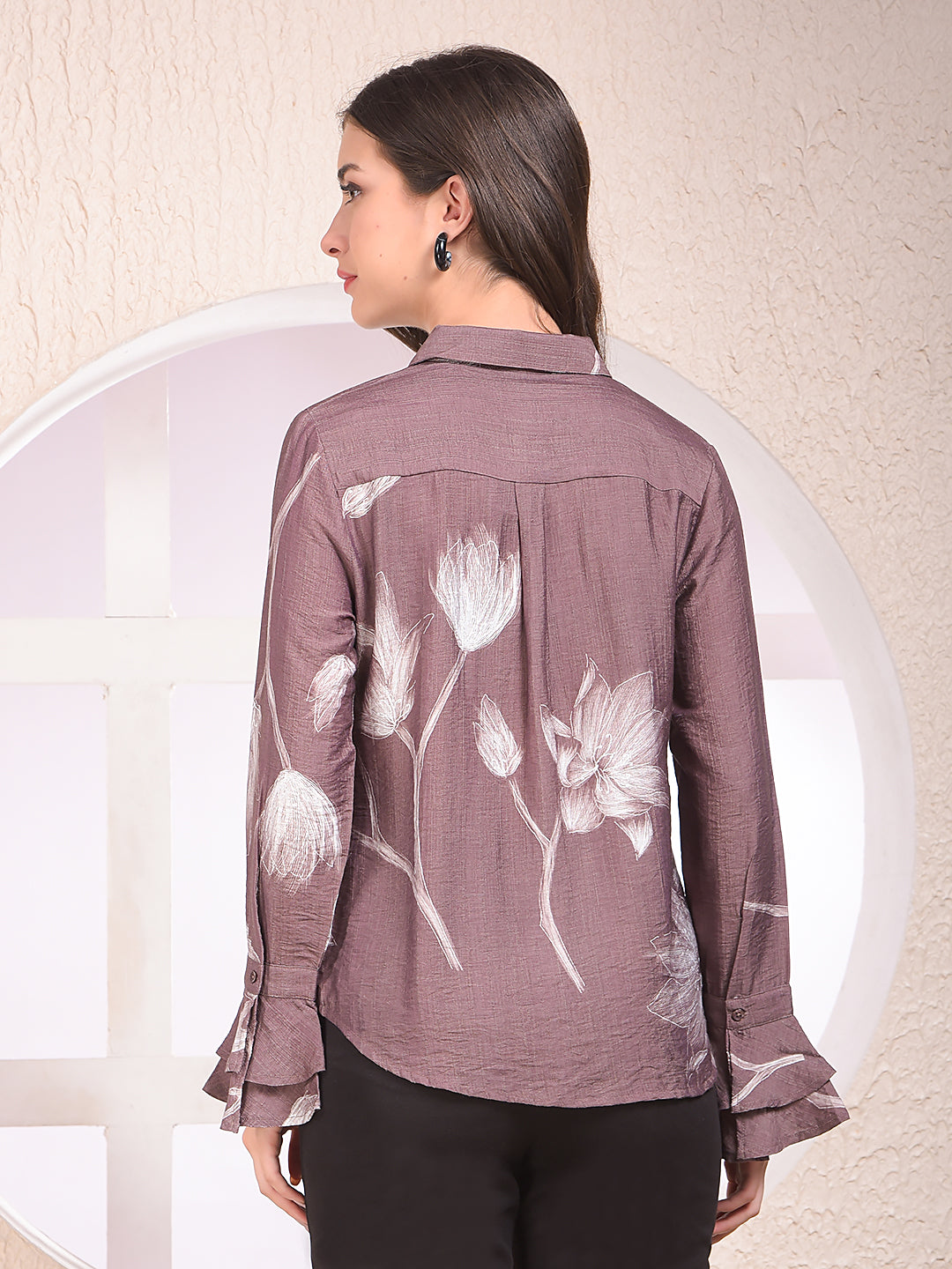 Brown Floral Print Shirt