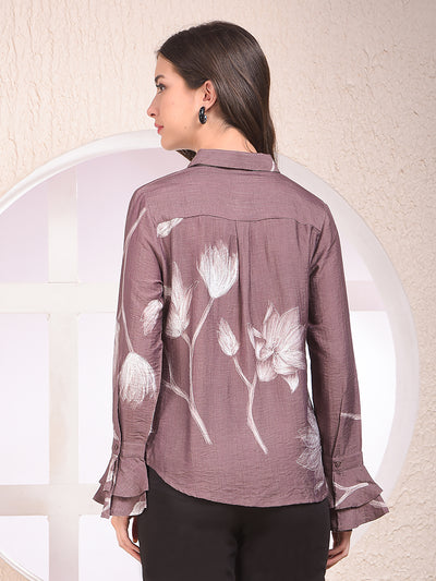 Brown Floral Print Shirt