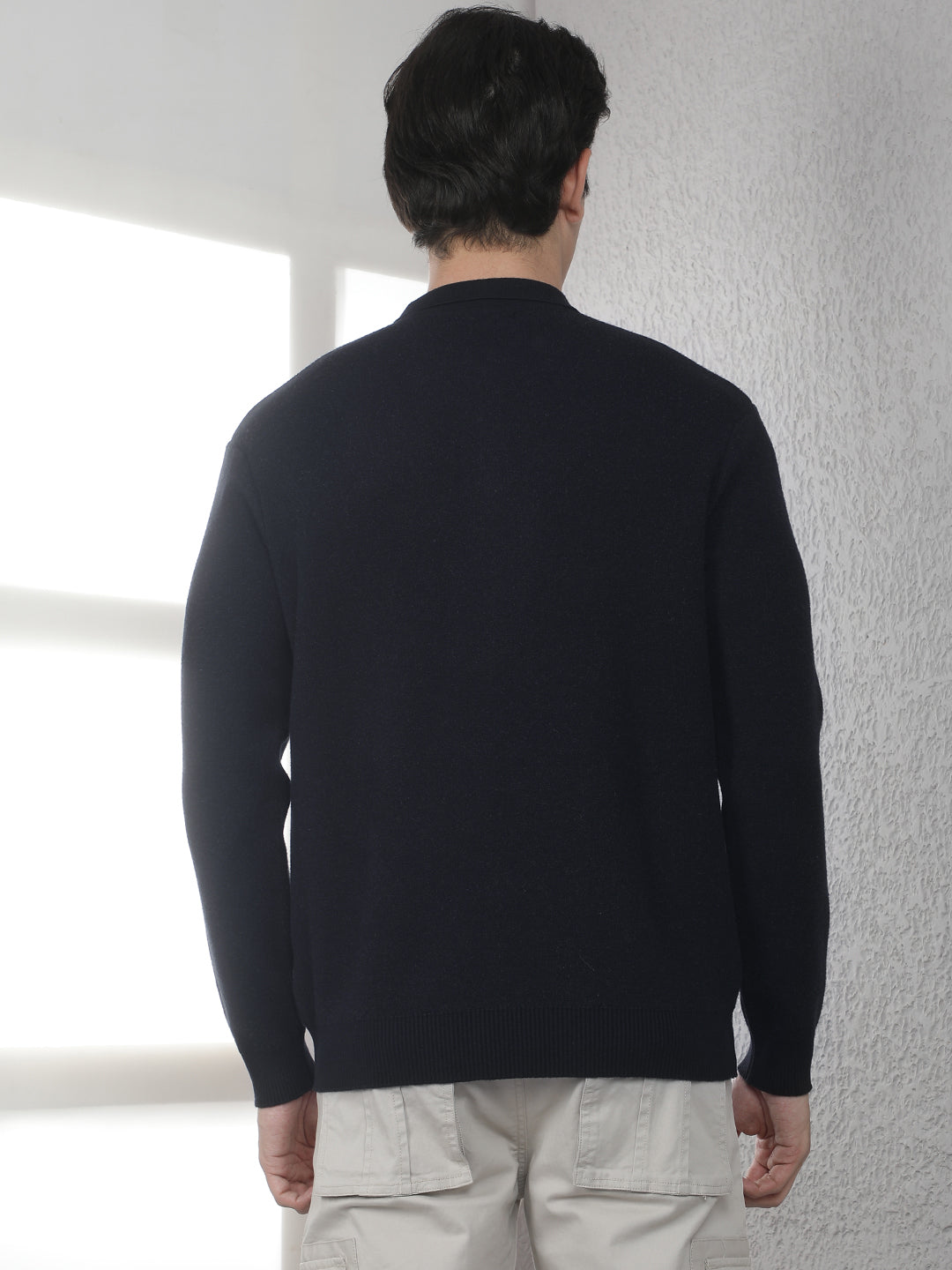 Black Verical Stripes Polo Sweater
