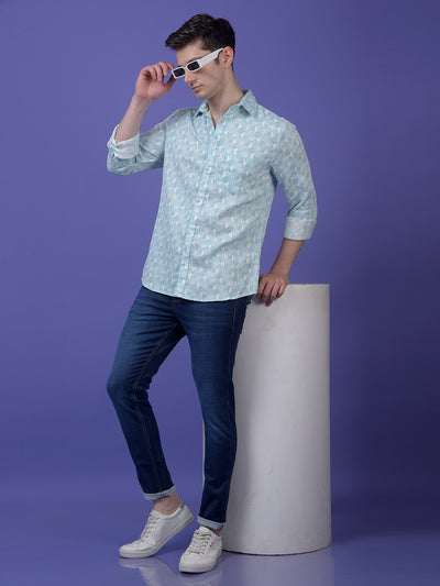 Green Printed 100% Cotton Shirt