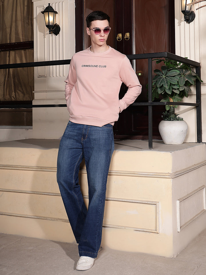 Pink Typographic Print Round Neck Sweatshirt