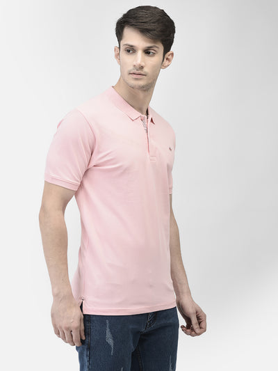 Pink Polo Neck T-Shirt