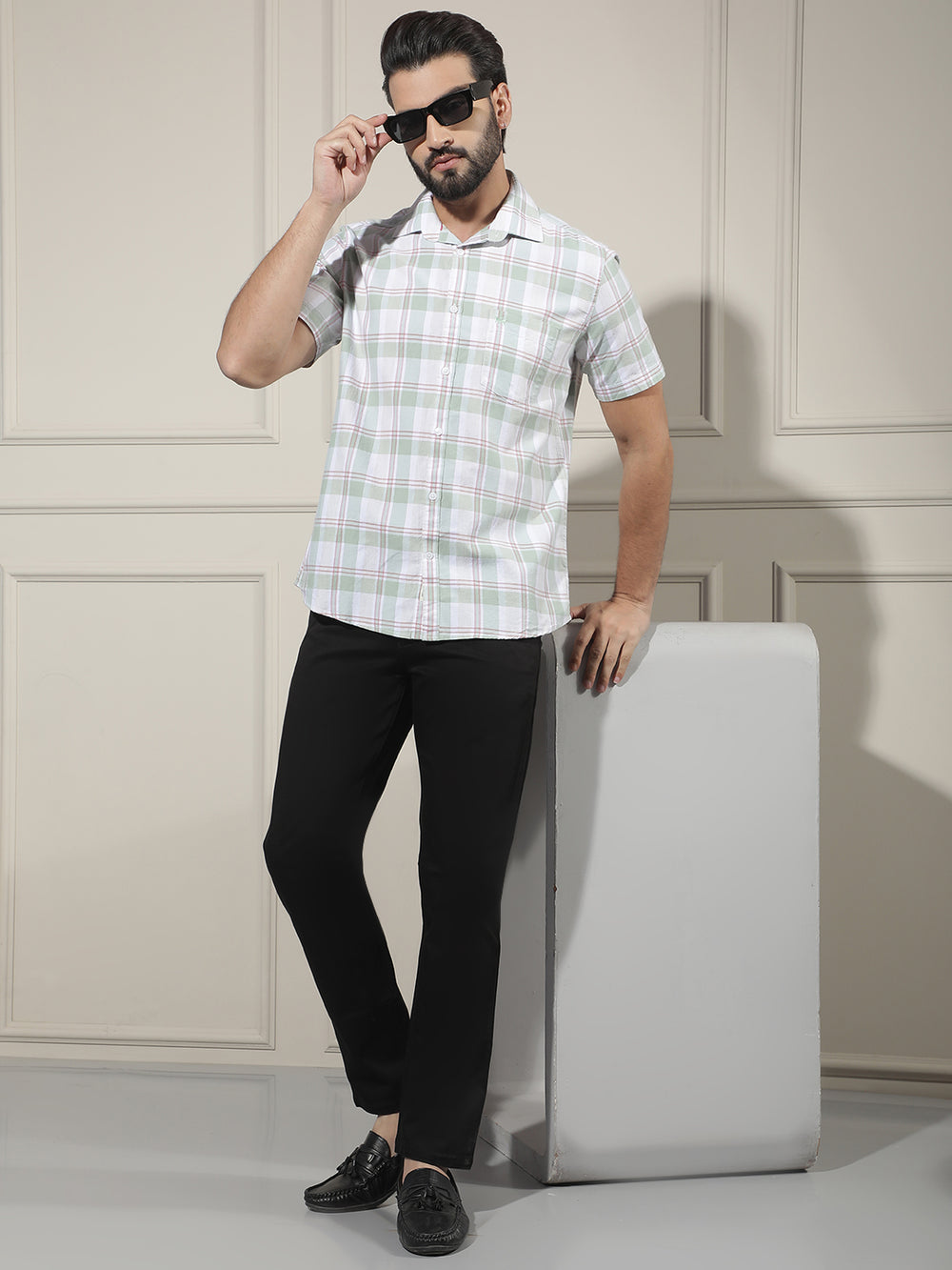 Green Checked 100% Cotton Shirt