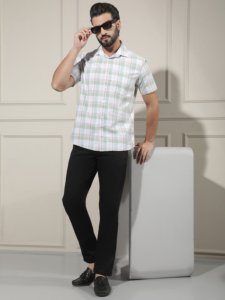 Green Checked 100% Cotton Shirt