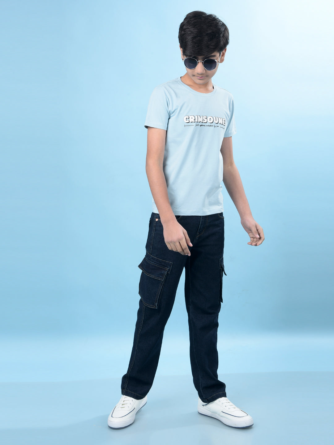 Blue Typographic Print T-Shirt