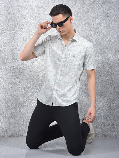 Grey Printed 100% Cotton Shirt