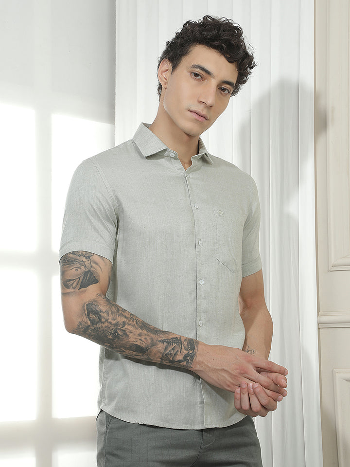 Classic Green Casual Linen Shirt
