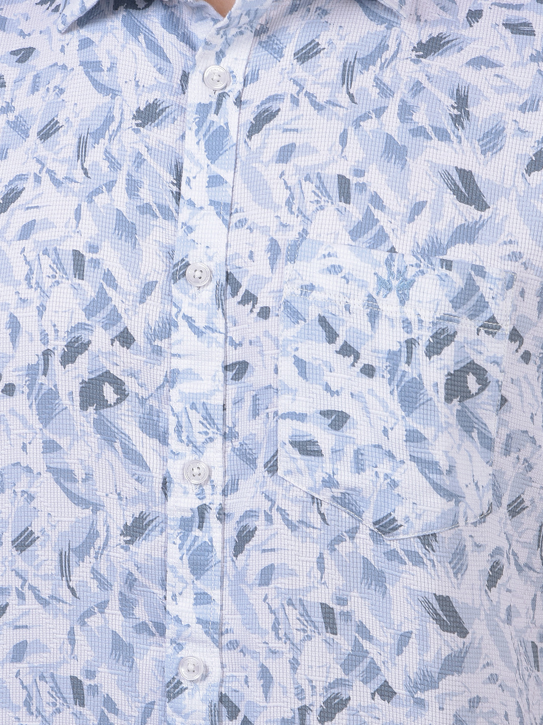 Blue Printed 100% Cotton Shirt