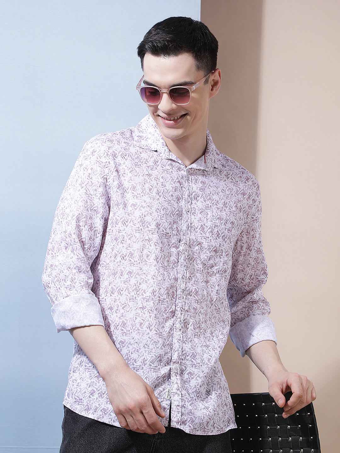 Pink Printed Linen Shirt