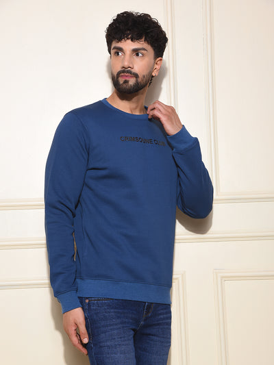 Classic Blue Cotton Sweatshirt With Brand Logo