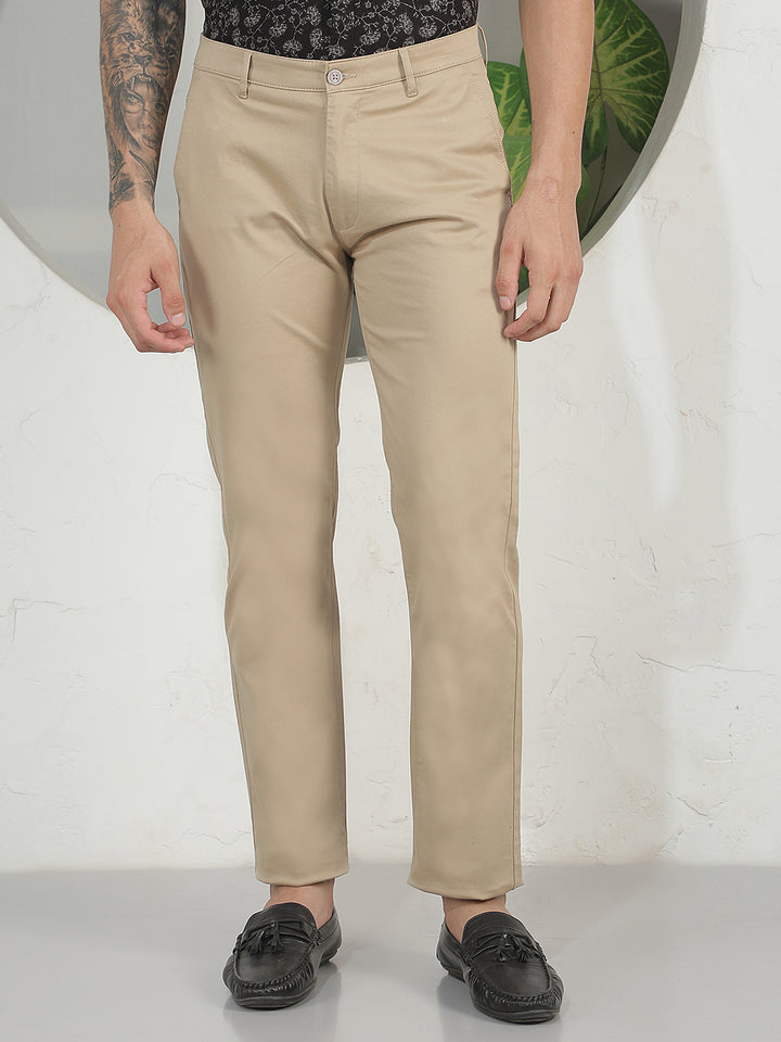 Tailored Latte Beige Straight Trousers