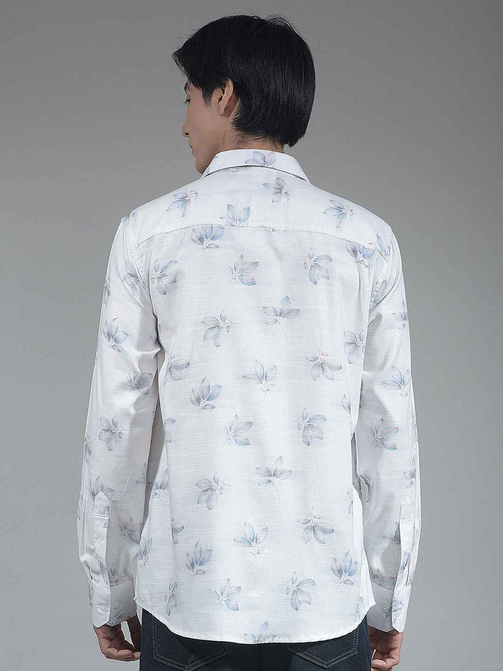 White Floral Print Shirt