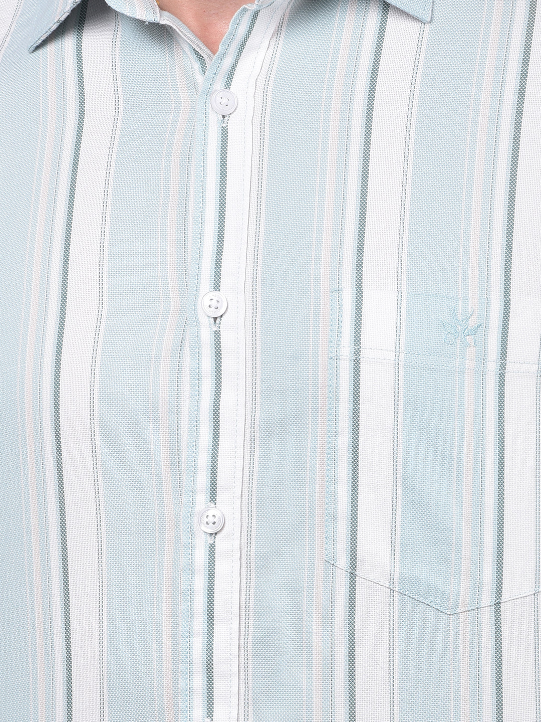 Green Vertical Stripes 100% Cotton Shirt