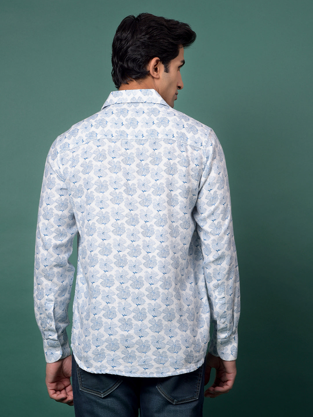 Blue Floral Print Shirt-Men Shirts-Crimsoune Club