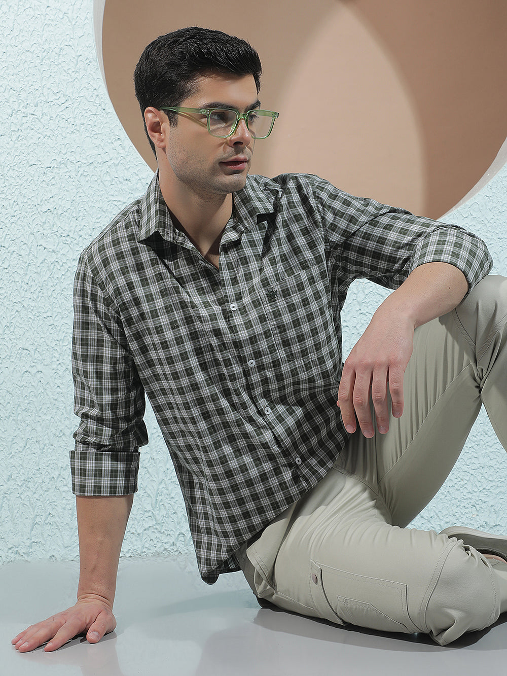 Green 100% Cotton Checked Shirt