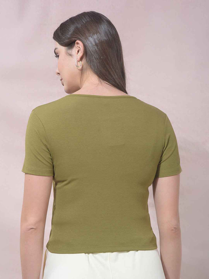 Olive Modal Cropped T-Shirt