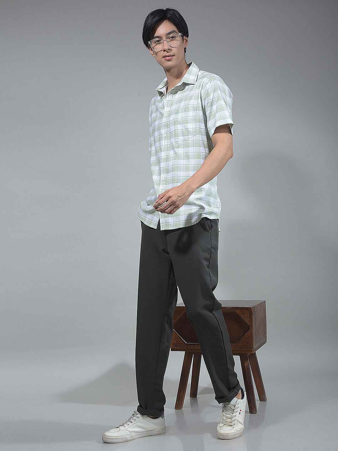 Olive Green Check Shirt