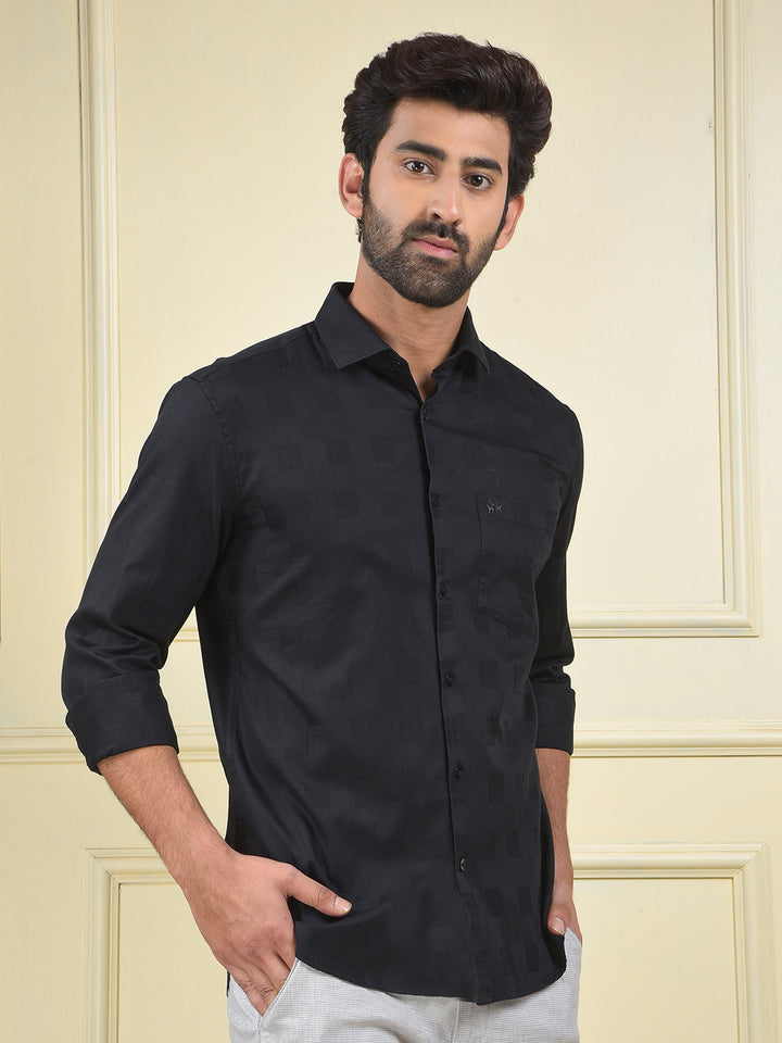 Casual Ease Black 100% Cotton Shirt
