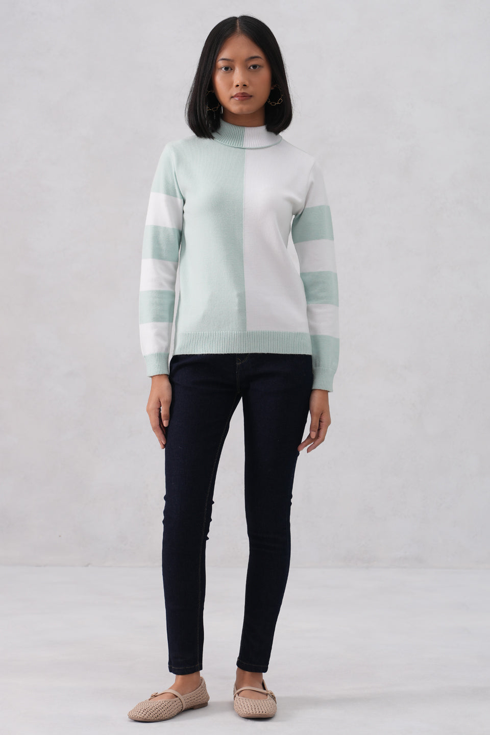 Mint Green Color-Block Sweater