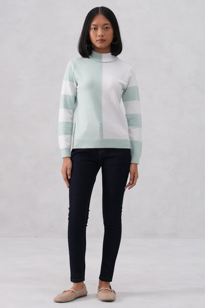Mint Green Color-Block Sweater