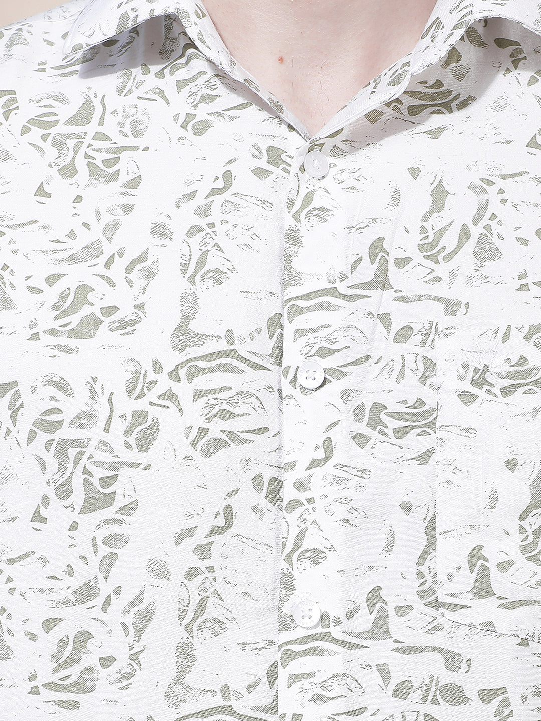 Structured Emerald Green Printed Shirt