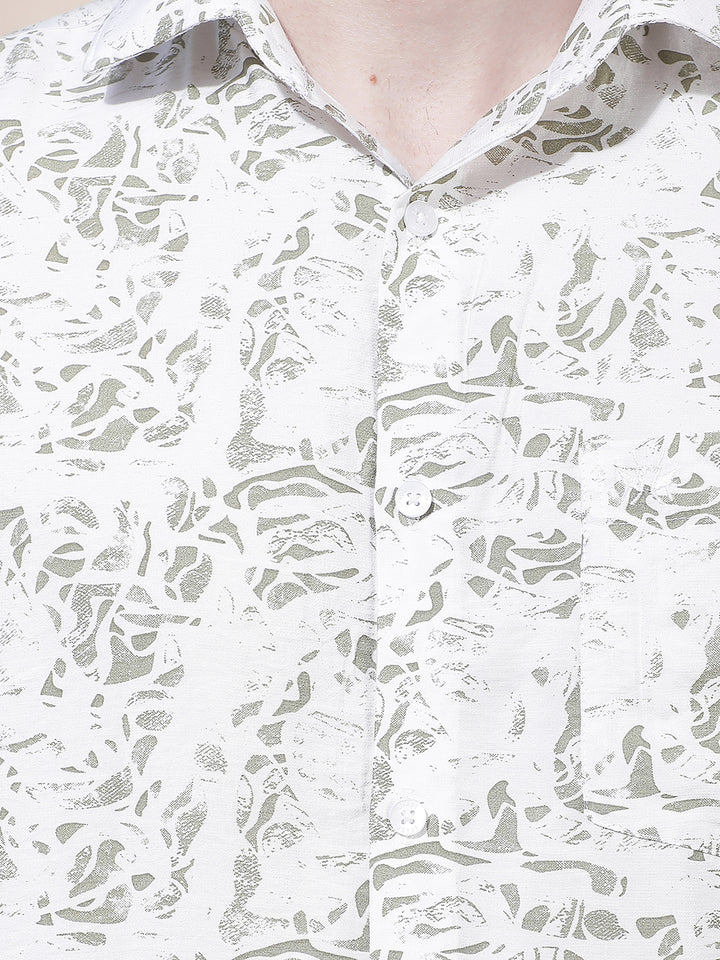 Structured Emerald Green Printed Shirt