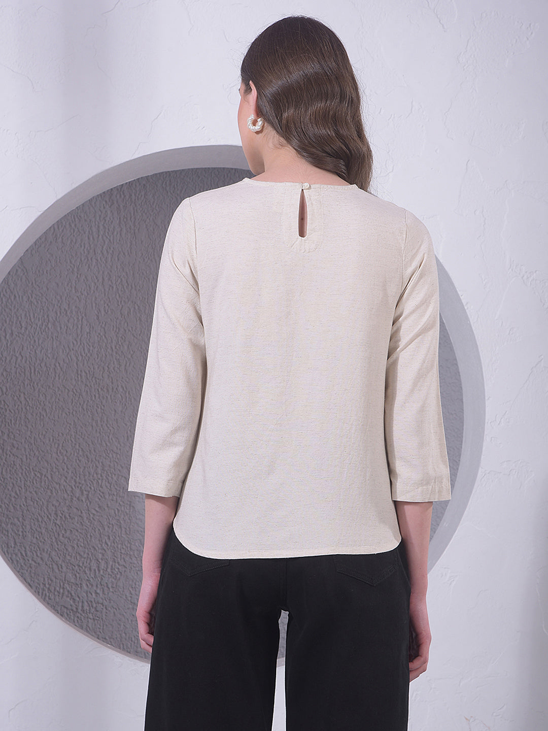 Beige Embroidered Top