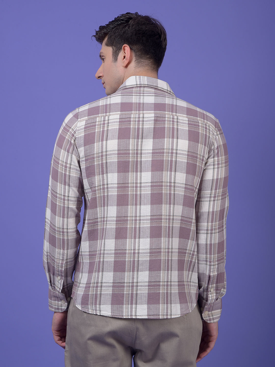Purple Checked 100% Cotton Shirt