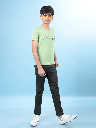 Green Typographic Print T-Shirt
