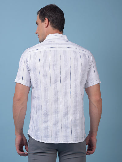 White Vertical Stripes 100% Cotton Shirt