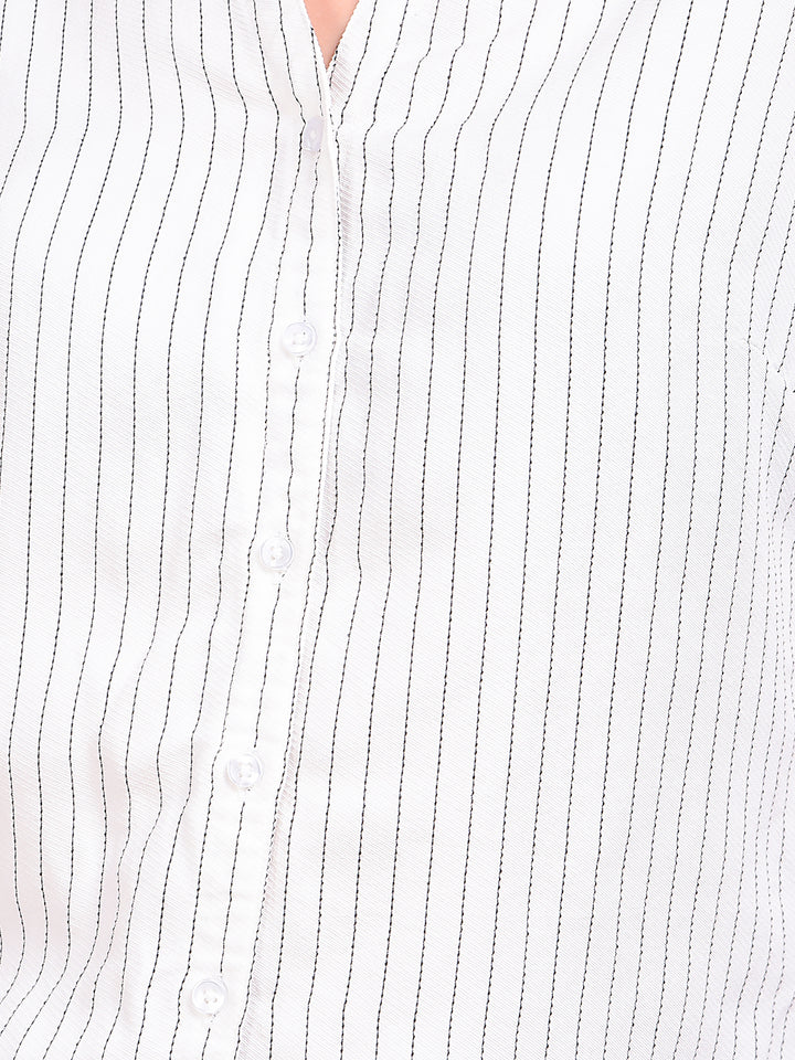 White Vertical Stripes Shirt