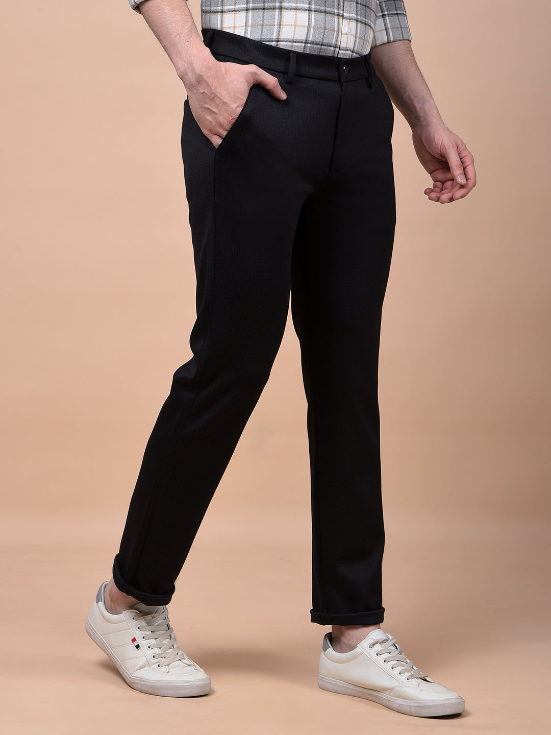 Classic Black Tailored Slim Trousers