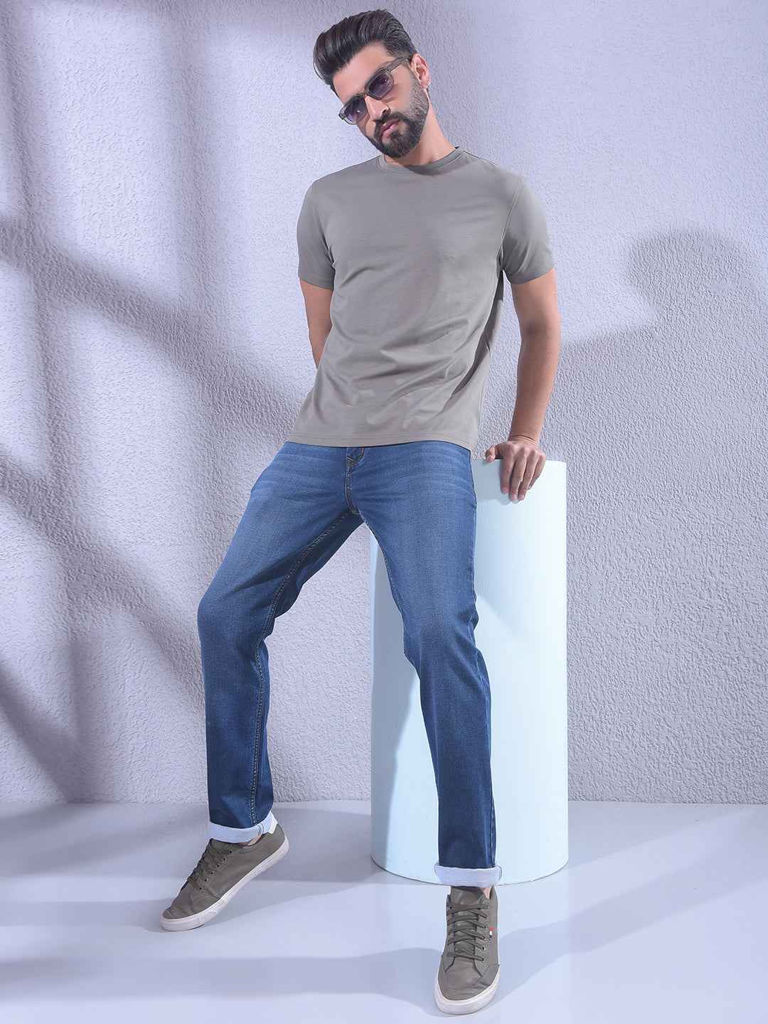 Vivid Blue Faded Stretch Jeans