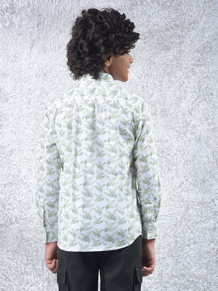 Oversized White Floral Print Shirt