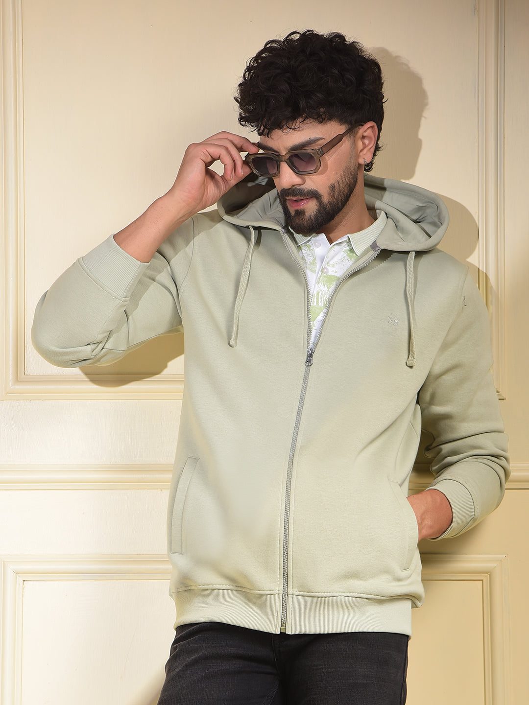 Swanky Green Hooded Neck Sweatshirt