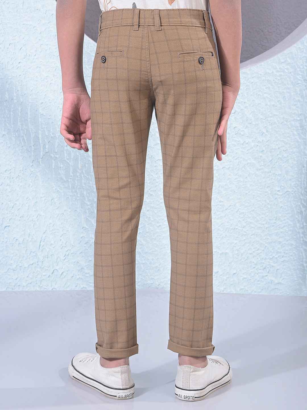 Brown Grid Check Trousers